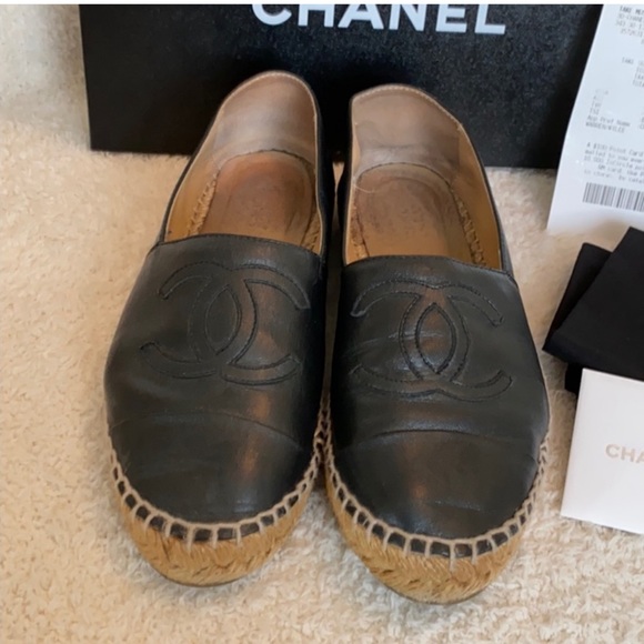 Chanel Espadrilles Black Lambskin Size 35 - Picture 2 of 7